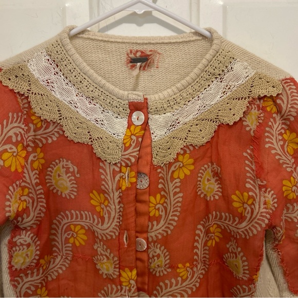 Free People Y2K Gilmore Girls Knit Cardigan with Lace Collar XS - Picture 3 of 8